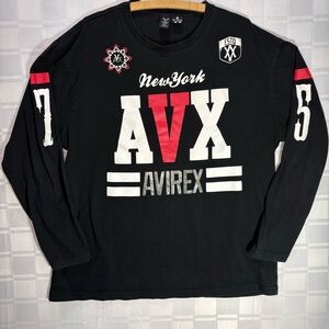 Avirex Y2K inspired Men's Black graphic Long Sleeve Shirt